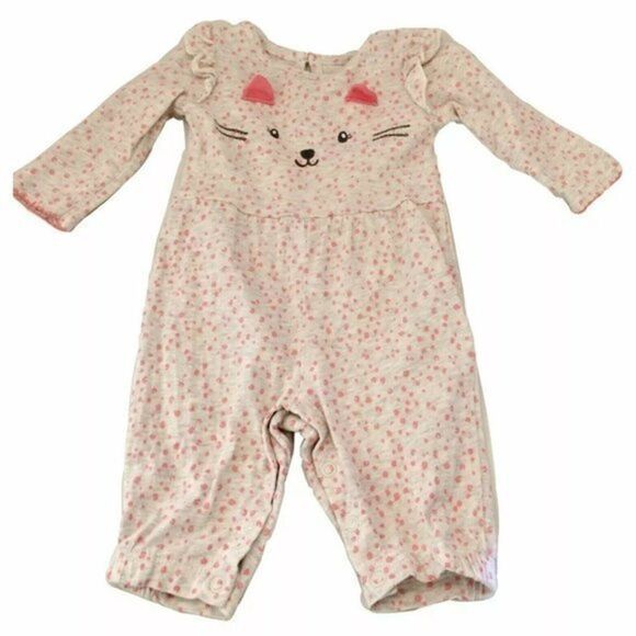 Carter Just One You kids One Piece Bodysuit Size 3 Months Kitty Pink Gray Girls - Picture 1 of 12